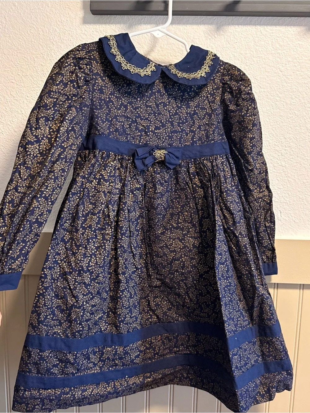 Bonnie Jean Navy and Gold Floral Dress Costume